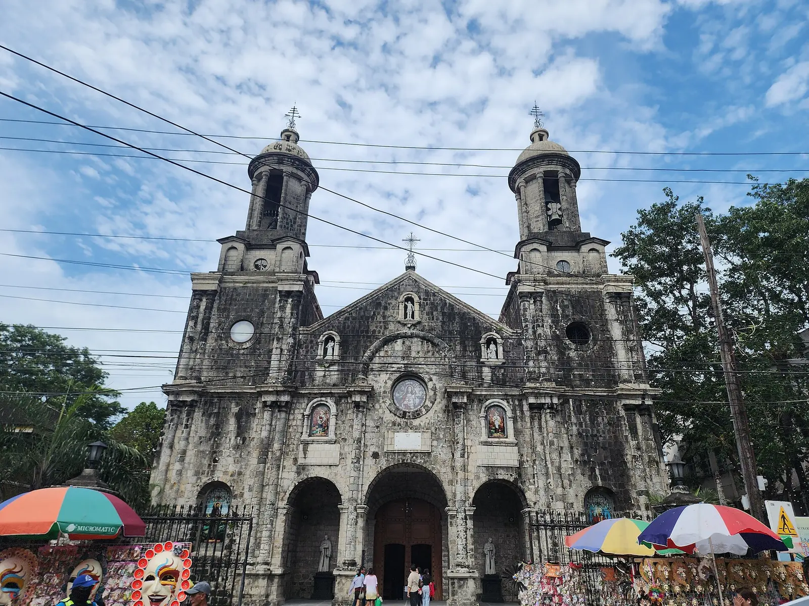 San Sebastian Cathedral in Bacolod, a coral-stone church with a dome and bell towers