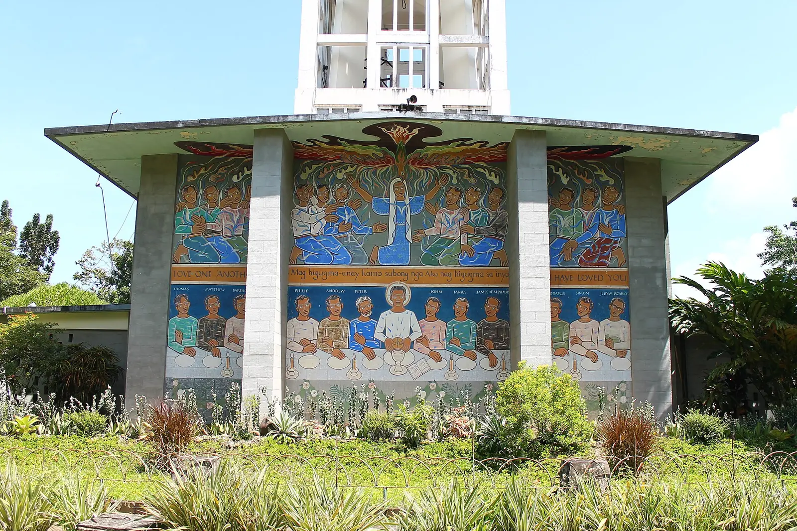 The exterior of St. Joseph the Worker Chapel, a modern concrete church inside the Victorias mill compound